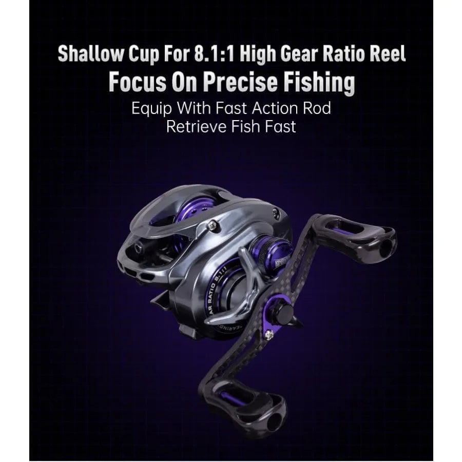 4.76oz Ultralight Finesse Baitcasting Fishing Reel with 8+1BB for Super Smooth Performance 7.1:1 8.1:1 Gear Ratio Ideal for Cas