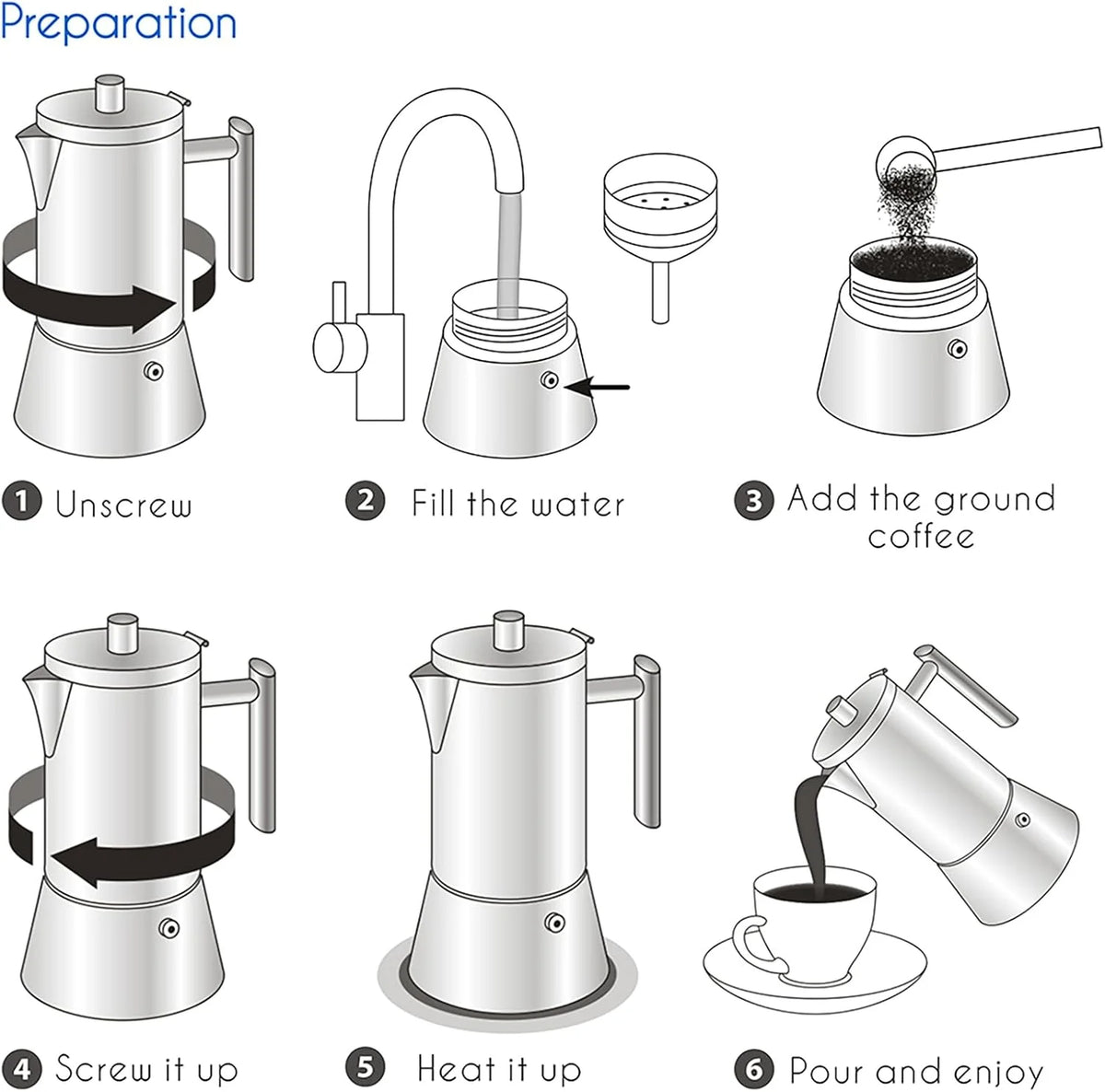 Easyworkz Diego Stovetop Espresso Maker Stainless Steel Italian Coffee Machine Maker 4Cup 6.8 oz Induction Moka Pot