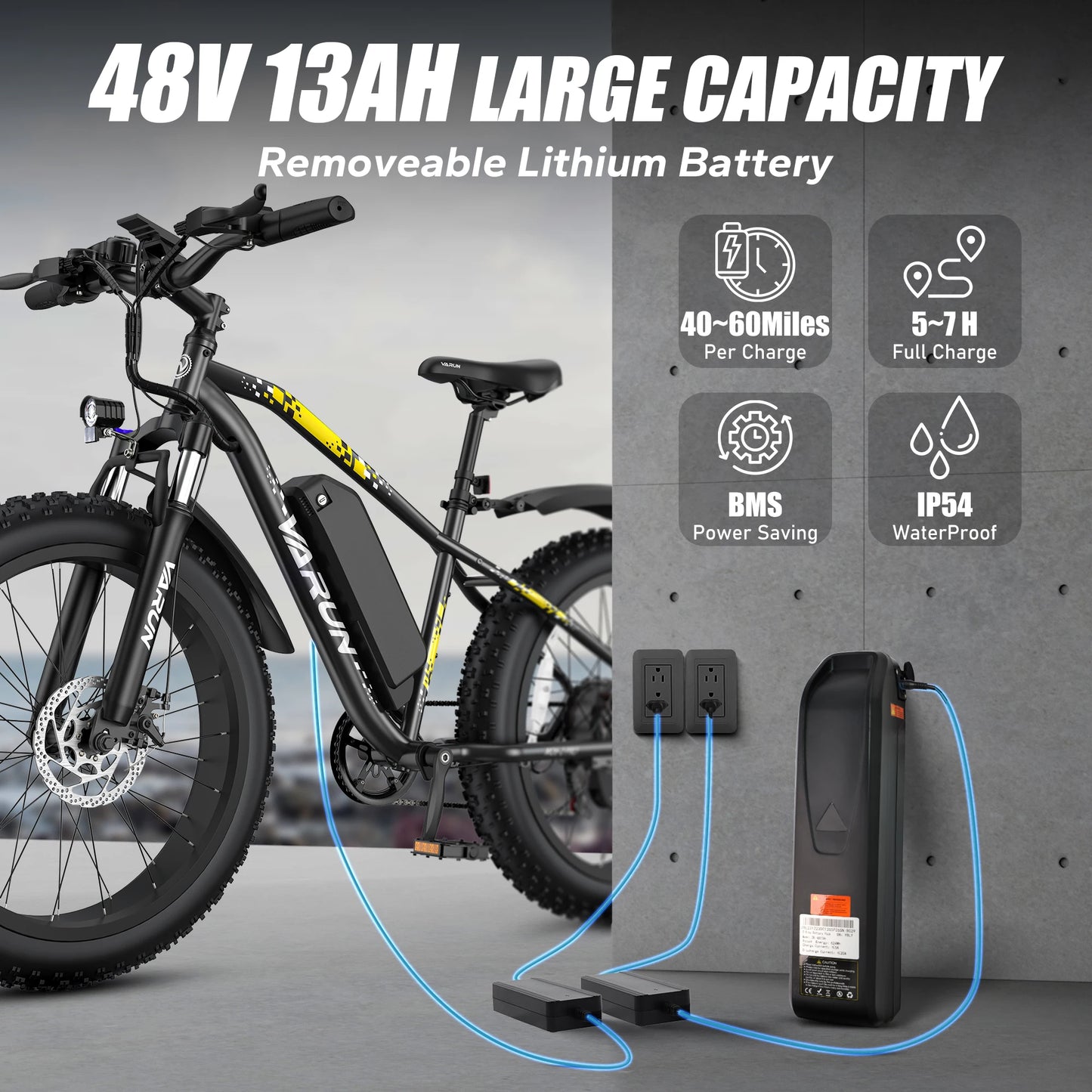 【1 Year Warranty】Varun M26-2 PRO Adult Electric Bike, 750W Peak Power, 48V 13Ah Battery, 26"x4 Fat Tire, 25MPH, E-bike UL 2849