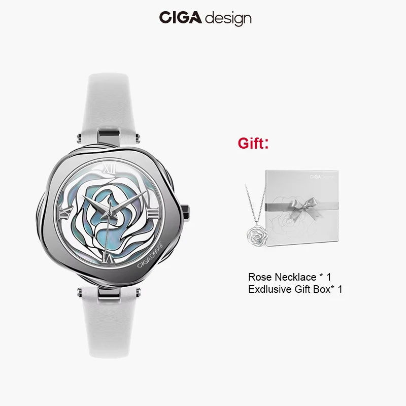 CIGA Design Watch for Women Denmark Rose Automatic Mechanical Wrist Watches or Japan Quartz Ladies Wrist Watch Fashion Timepiece