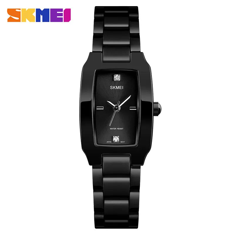 SKMEI Quartz Watch Fashion Thin Watches Ladies Casual Dress Luxury Silver Ladies Rhinestone Waterproof Relogio Feminino 1400