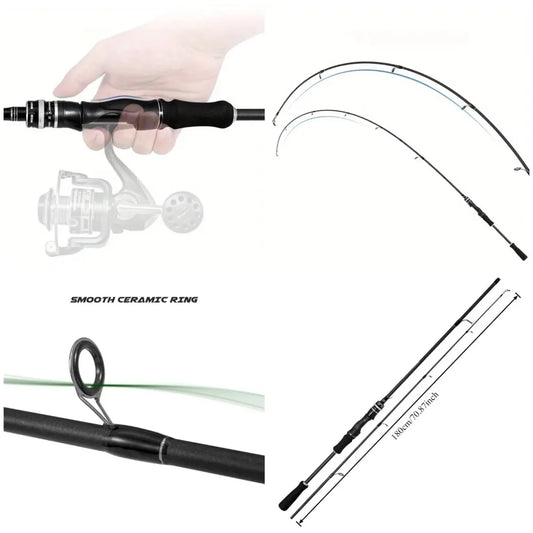 Multi-purpose carbon fiber fishing rod, spinning & casting, with guide ring, ergonomic handle, ideal for saltwater, lightweight