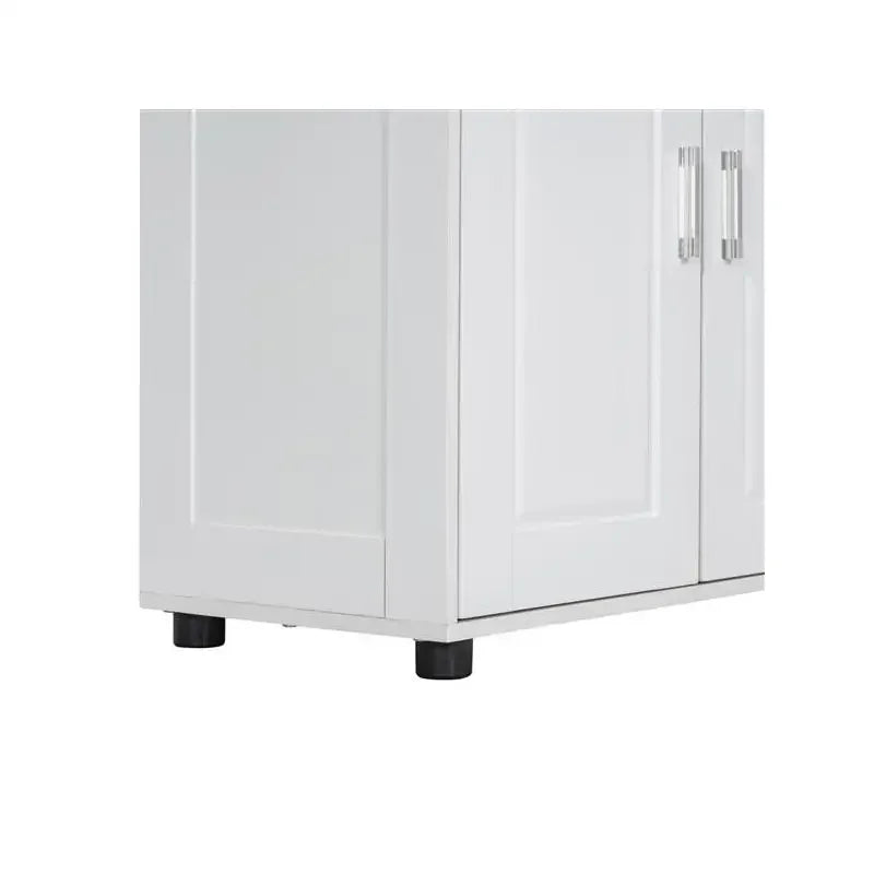 Tall and Wide Bathroom Floor Storage Cabinet, Bathroom Storage Unit, Freestanding Cabinet with 4 Doors, Adjustable Shelves, Whit