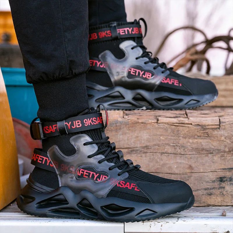 Safety Shoes Steel Toe Boots for Men Comfortable Adjustable Work Sneakers Anti shock Anti-Drop Work Shoes Non Slip Hiking Boots