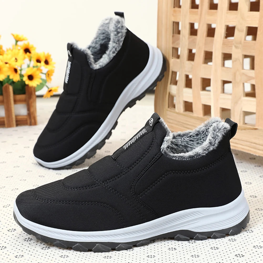 Warm Walking Shoes Non-slip Thermal Ankle Boots Comfortable Slip On Sneakers Winter Thick Fur Shoes for Outdoor Sports