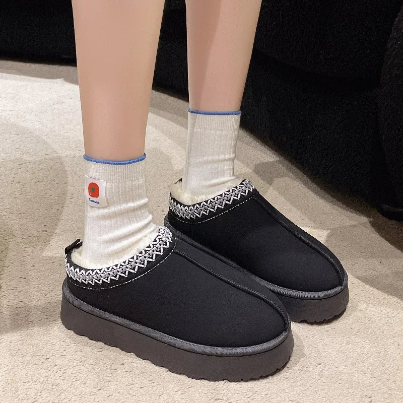 2025 New Women's Fur Slippers Dress Thick-soled Shoes Short Plush Comfortable Women's Cotton Shoes Designer Winter Snow Boots