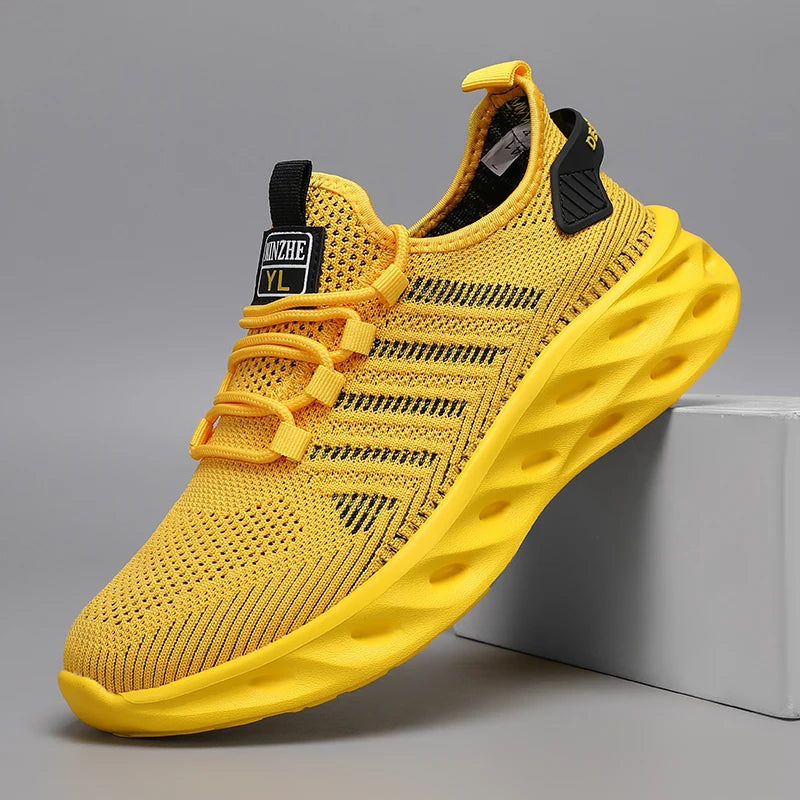 Men Shoes Comfortable Unisex Sneakers Breathable Couple Running Shoes Women Tennis Sports Shoe Size 37-47 Yellow Walking Sneaker