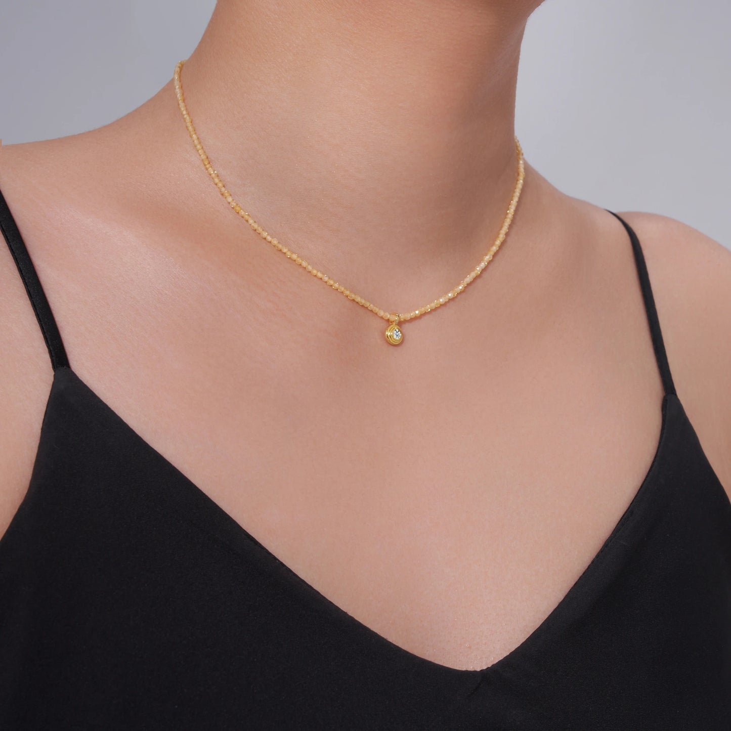 JIUZUAN Moissanite Pendant Necklace S925 Silver Plated 18K Gold Yellow Beaded Chain Polished for Wedding Daily Wear Necklace