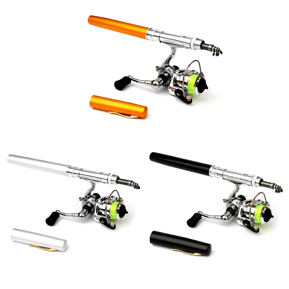Mini Pocket Pen Fishing Rod Reel Combo Telescopic Fishing Pole with Reel Fishing Rod Spinning Reel Combo Kit for Outdoor Fishing