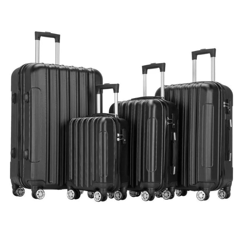 4 Piece Luggage Set Travel Lightweight Suitcases with Rolling Wheels Black