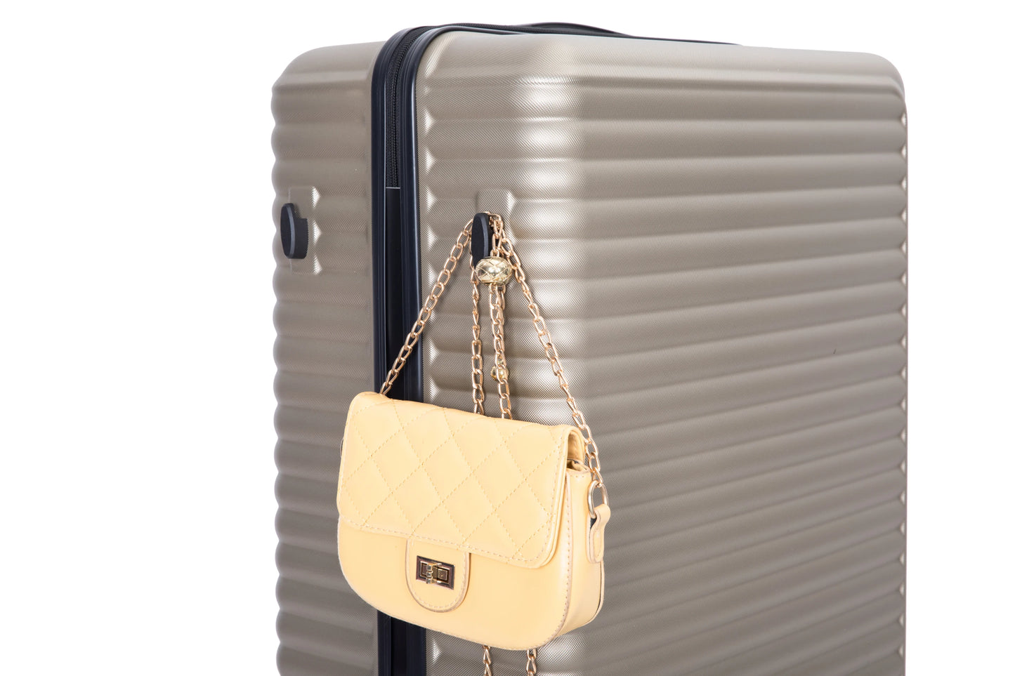 3 Piece Luggage Sets ABS Lightweight Suitcase with Two Hooks, Spinner Wheels, TSA Lock, (20/24/28) GOLD Large capacity suitcase