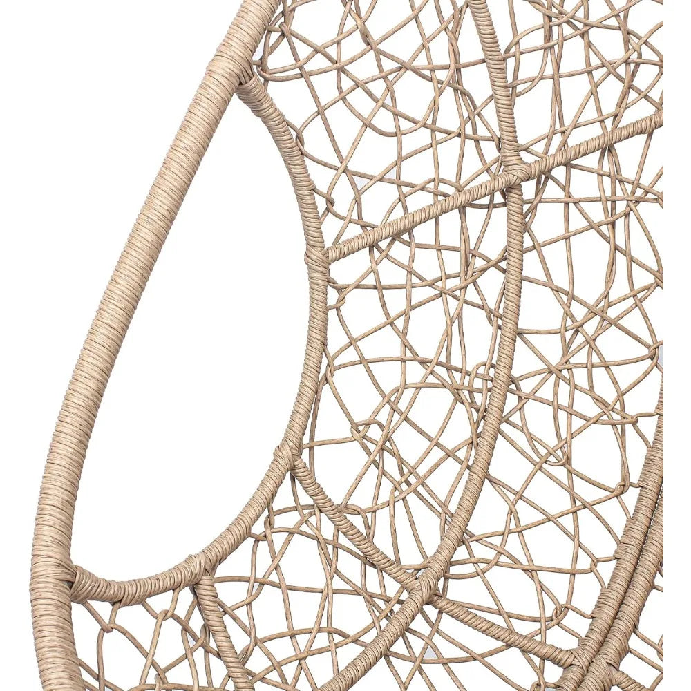 Natural Pe Wicker Swing Egg Chair, Nest-Shaped, Puffy Cushion, Hammock Chair, Modern, for Outdoor & Indoor, Patio, Garden
