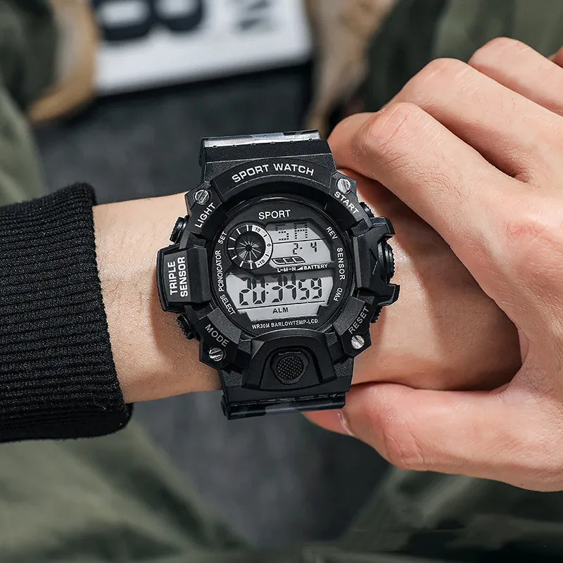 Tactical Military Electronic Watch with Waterproof Shockproof Luminous Dial Alarm Clock Function, Outdoor Survival, Camping, Hik