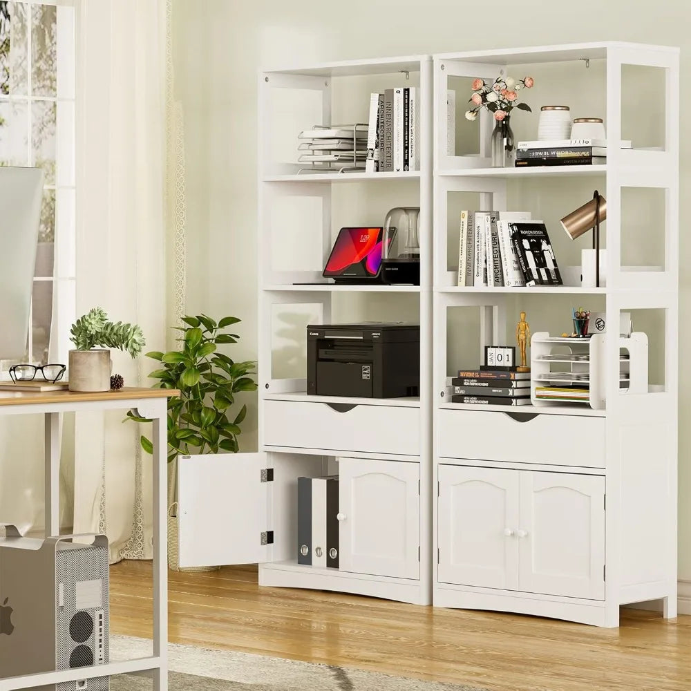 Kitchen Pantry Storage Cabinets Freestanding Tall Bathroom Cabinet with Shelves and Drawer 64''H Sideboard Microwave Spac
