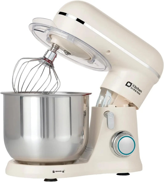 Stand Mixer, 3.5 QT, 10-Speed Electric Kitchen Mixer with Whisk, Hook, Beater - Cream White