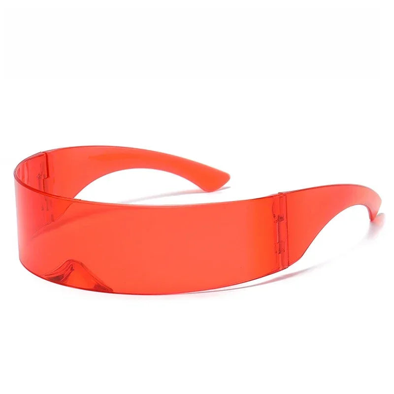 Cyberpunk Goggles Futuristic Party Glasses One Piece Wrap Around Silver Mirror Sunglasses Women Men Sunnies Shades Sun Glasses
