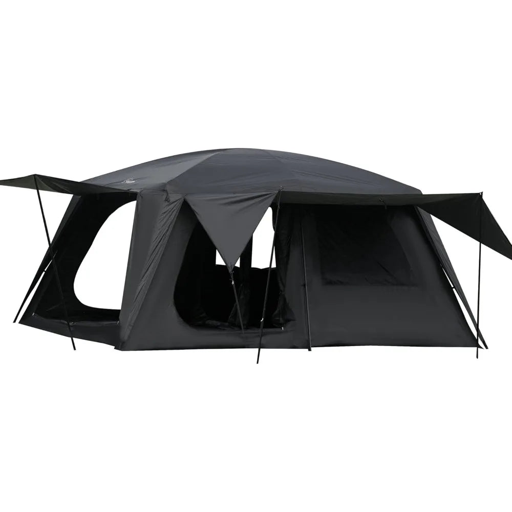 Large Family Cabin Tent for 4-6 People: 3 Door, 2 Room, Double Layer Waterproof, Portable Glamping Tent
