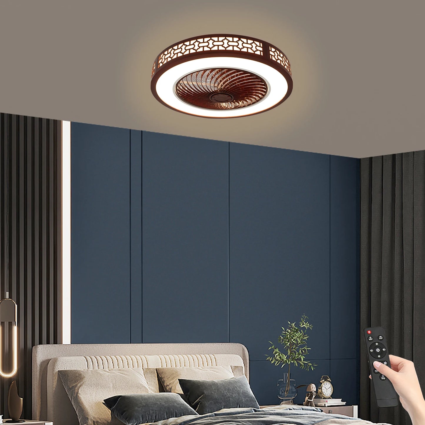 57x57x19cm 64W Ceiling Fan LED Ceiling Lamp with Remote Control for Bedroom, Dining Room or Living Room