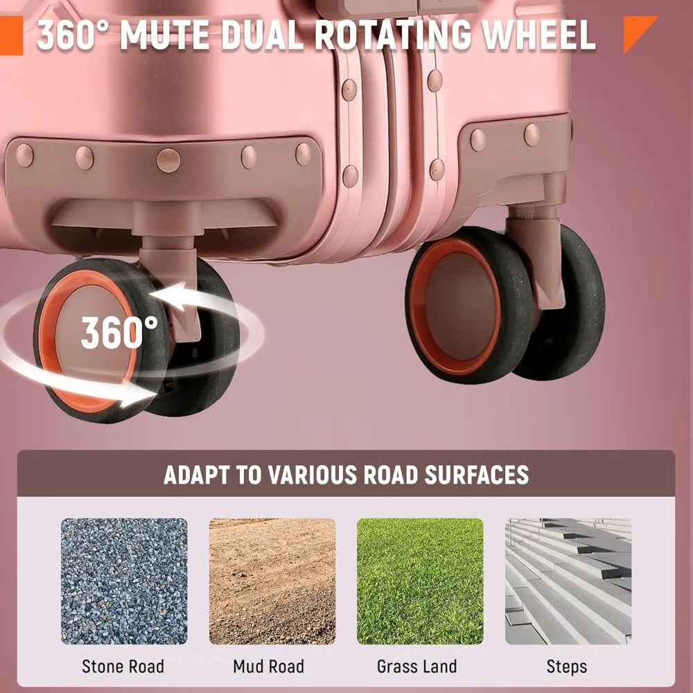 All Aluminum Carry On Luggage Hard Shell Suitcases with Spinner Wheels Zipperless Luggage 20 inch Small Carry On