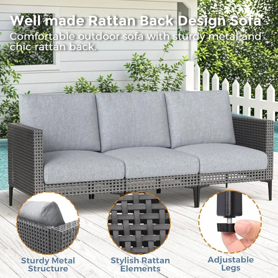 5 Pieces Outdoor Patio Conversation Set Rattan LShaped Corner Sofa Comfortable Thickening Cushions for Garden Balcony Weatherpr