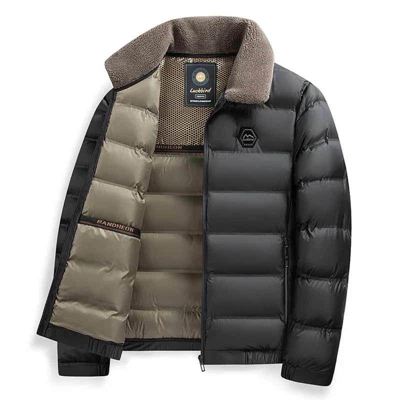 Big Collar 2026 New Winter Parkas Men Thicken Casual Outwear Slim Fit Outwear Waterproof Warm Stand Collar Outwear Coat
