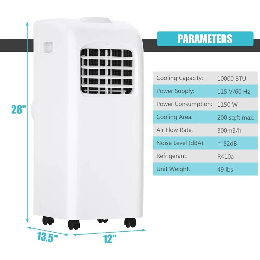 Ashrae 8000 BTU Portable Air Conditioner with Remote Control Energy Efficient for Rooms Up to 400 Sq. Ft Cooling Dehumidifying