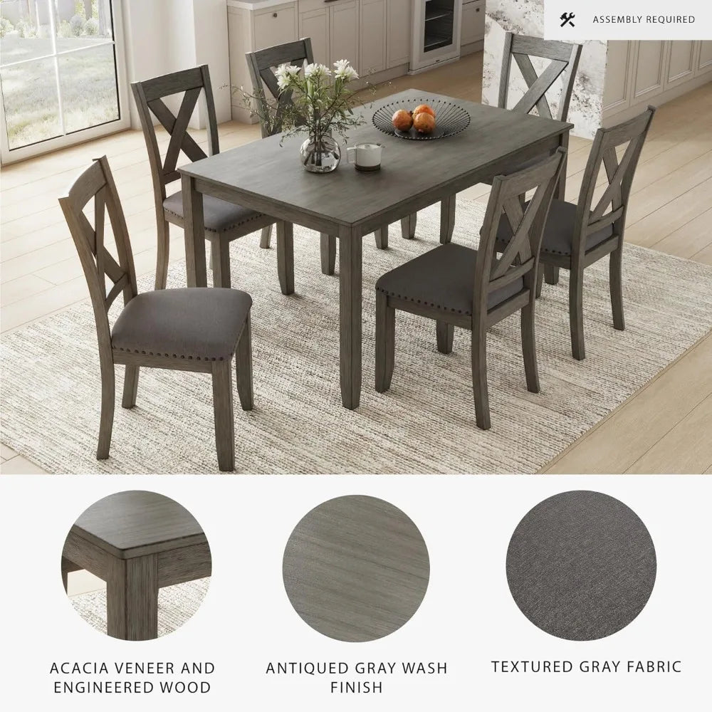 Ashley Caitbrook's Rustic 7-Piece Dining Set with Gray Table and 6 Chairs