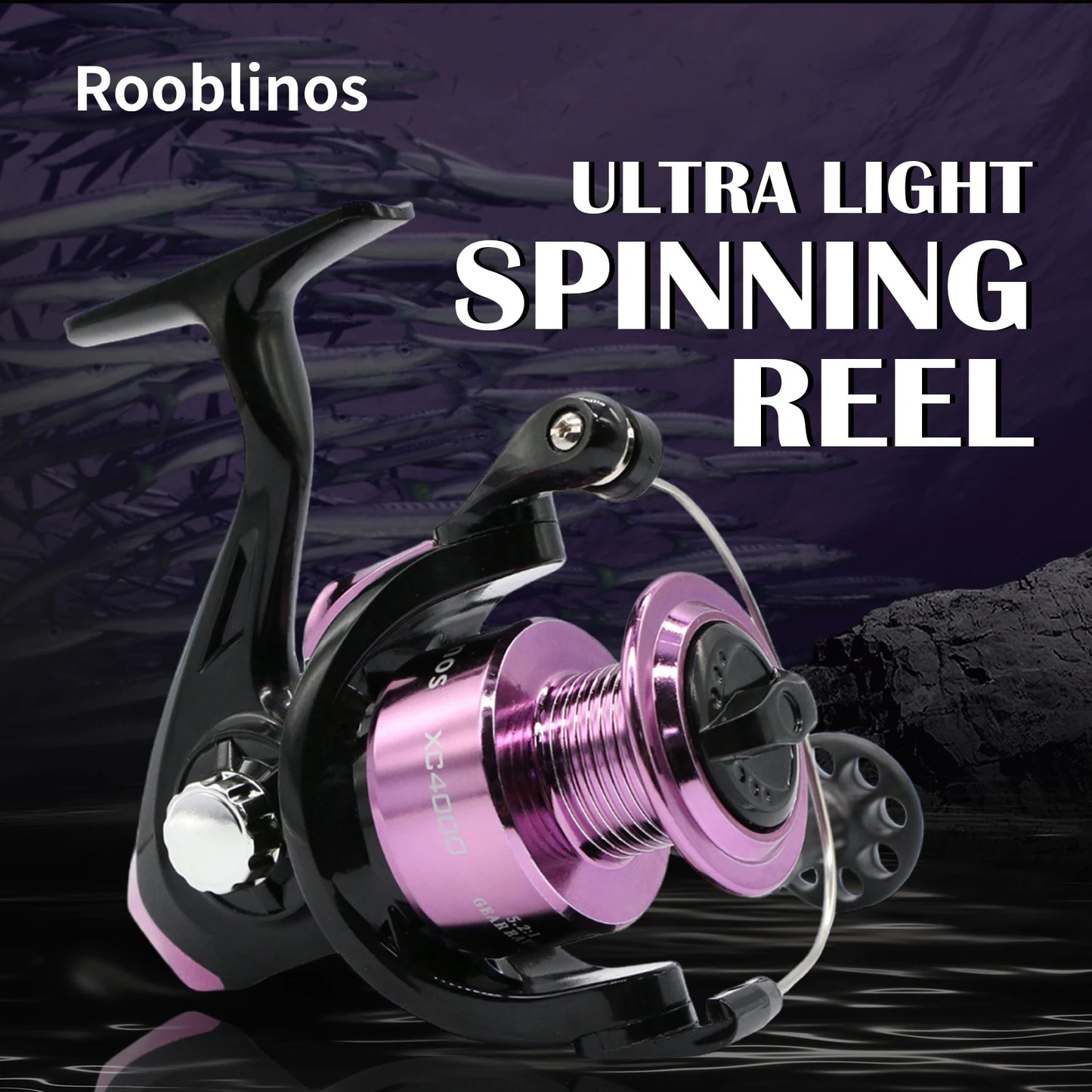 ROOBLINOS XC Spinning Reel 1000-5000 - 5.2:1 Gear Ratio, 10+1 Bearings, Lightweight Graphite Body, Left/Right-Hand Design