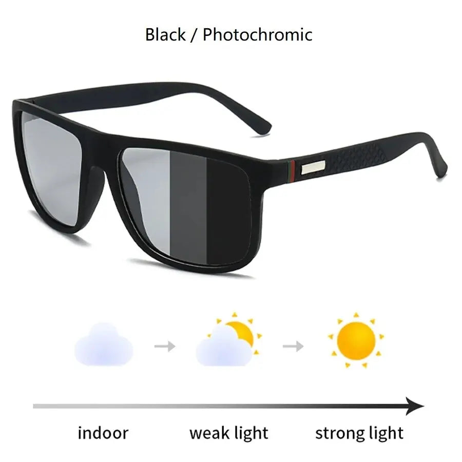 Fashion Photochromic Polarized Sunglasses Men Women Vintage Square Men's Sun Glasses Brand Designer Driving Fishing UV400 Shades