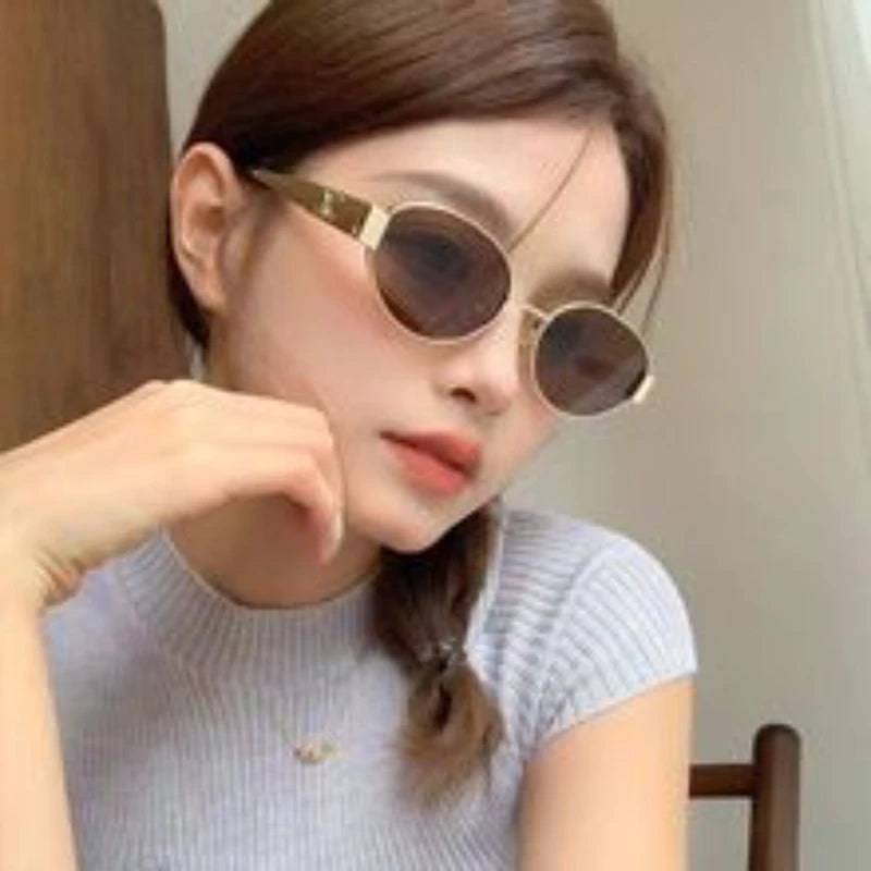 2025 New Arrival! Metal Sunglasses for Women - K-Style Trendy Small Frame, Photo-Ready Concave Design, UV400 Protection