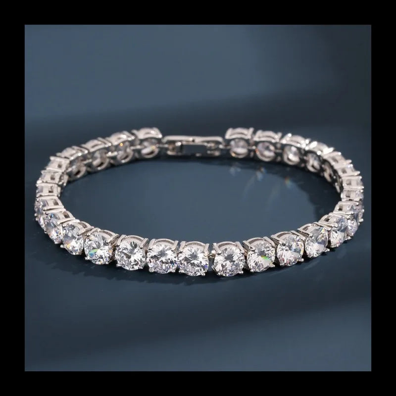 Internet Celebrity Full Zircon Bracelet S925 Sterling Silver Single Row Zircon Hip-hop Style Jewelry