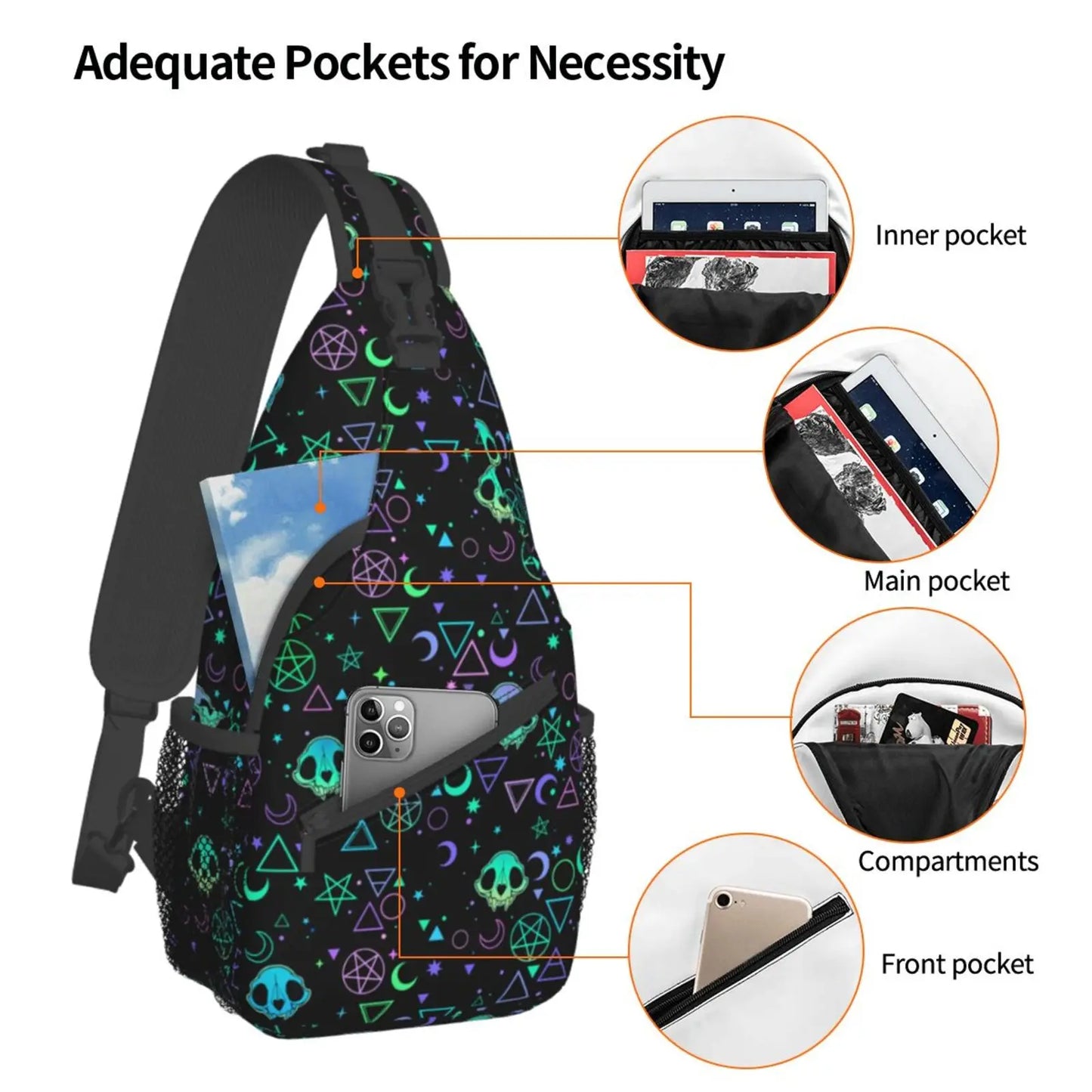 Adjustable Chest Bag for Running Cycling Hiking Hands Free Lightweight Crossbody Bag