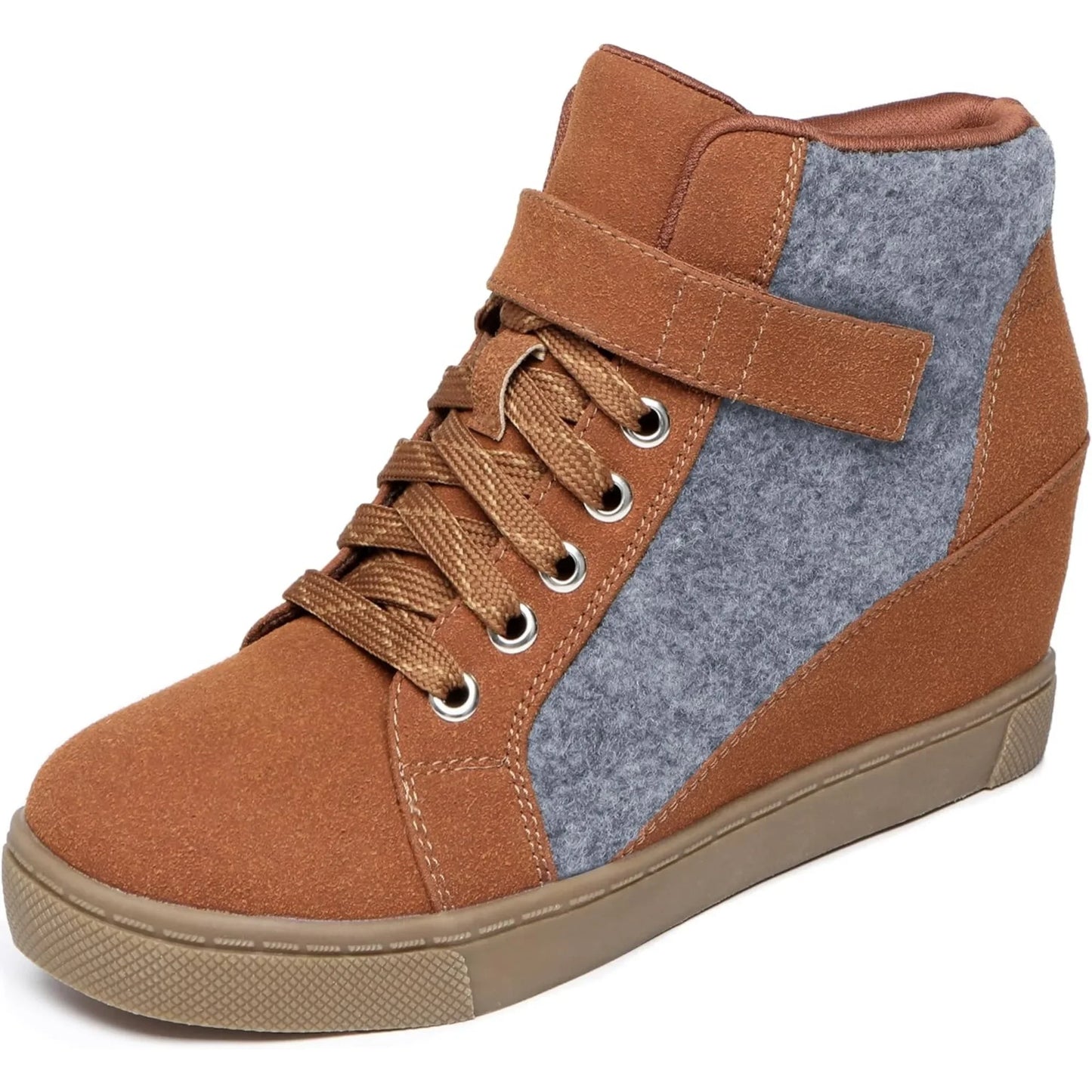 Women's Lace Up Wedge Sneakers High Top Fashion Sneakers Ankle Booties