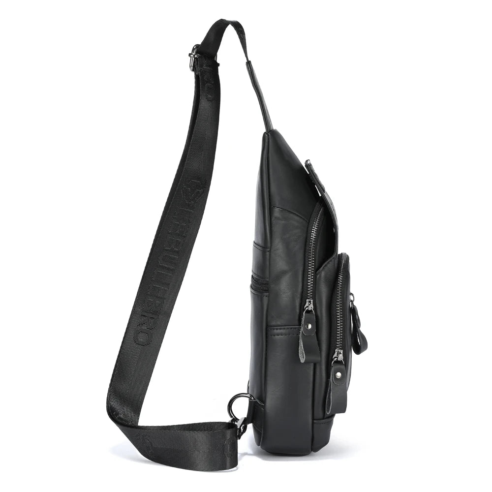 LEBULLBRO Sling Bag for Men Genuine Leather Chest Bag Crossbody Backpack Travel Hiking Outdoor Sports