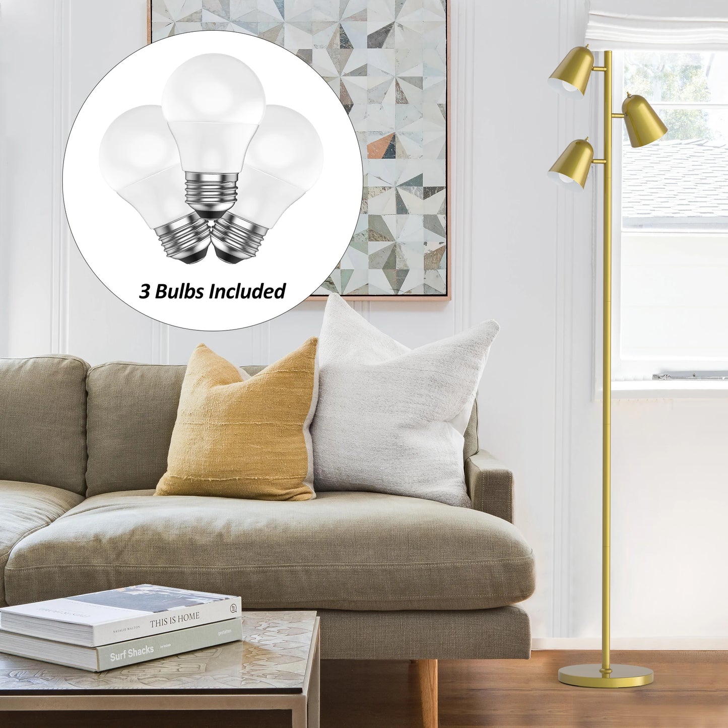 68" Tree Floor Lamp with 3 Bulbs Included