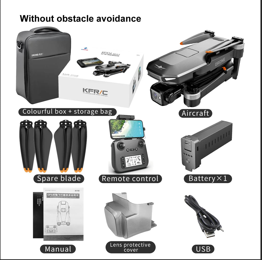 Professional KF104 MAX2 Drone WIFI 360 Obstacle Avoidance Touch Screen FPV Brushless With 4K Camera 3-Axis Gimbal RC Dron