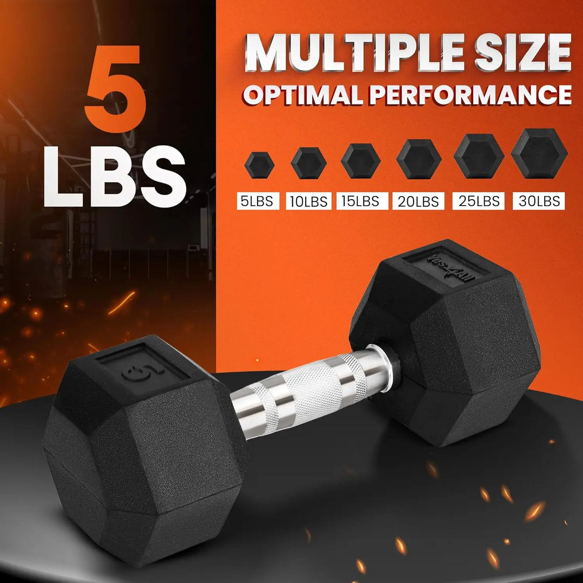 Chrome Hex Dumbbell - 5LB Non-Slip Grip Hand Weight for Home Gym Fitness