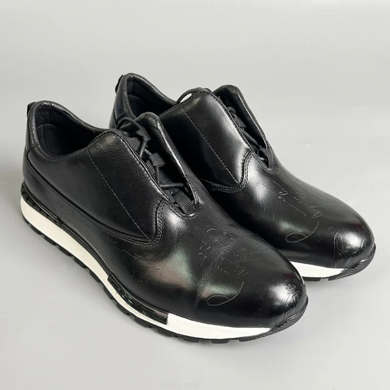 Luxury Brand Style Casual Sneakers Men's Shoes Genuine Leather Lace-up Basic Outdoor Footwear Daily Male Fashion Oxford Shoesb15