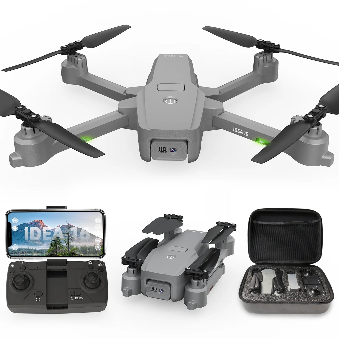 IDEA16 drone with camera 4k With Dual Camera 2 batteries 5G WIFI RC Drone with Brushless Motor Optical Flow for Adult Children