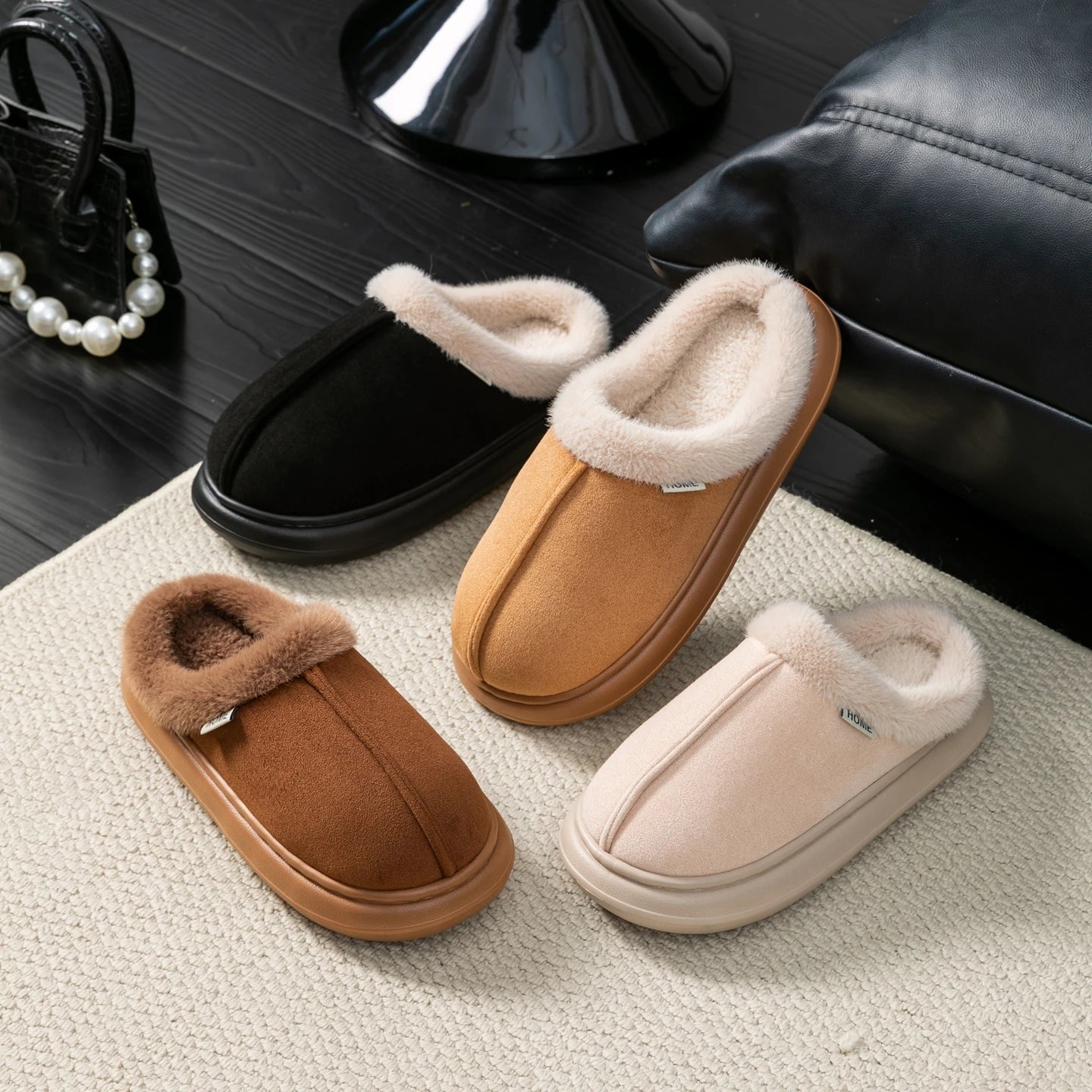 Autumn And Winter Men's Cotton Slippers Plush Warm Thick Home Wear Non-slip Wear-resistant Soft Bottom Comfortable Warm Shoes
