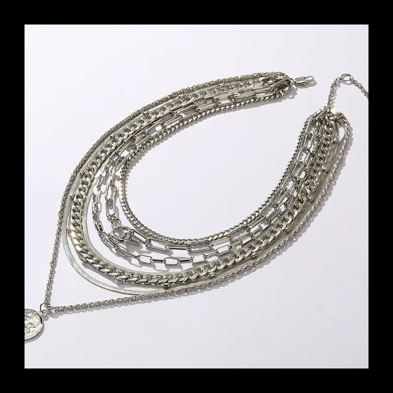 Metal-plated Multi-layer Stacked Tarot Necklace for Ins Style Explosive Items