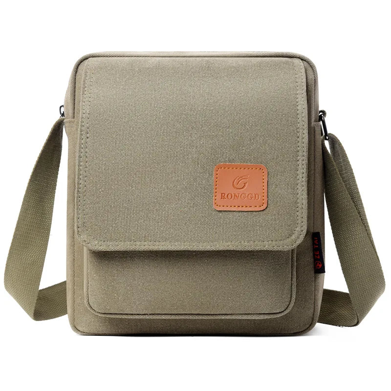 Messenger bag large capacity men's bag men's high-end canvas bag multi-layer backpack retro men's casual shoulder bag