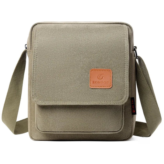 Messenger bag large capacity men's bag men's high-end canvas bag multi-layer backpack retro men's casual shoulder bag