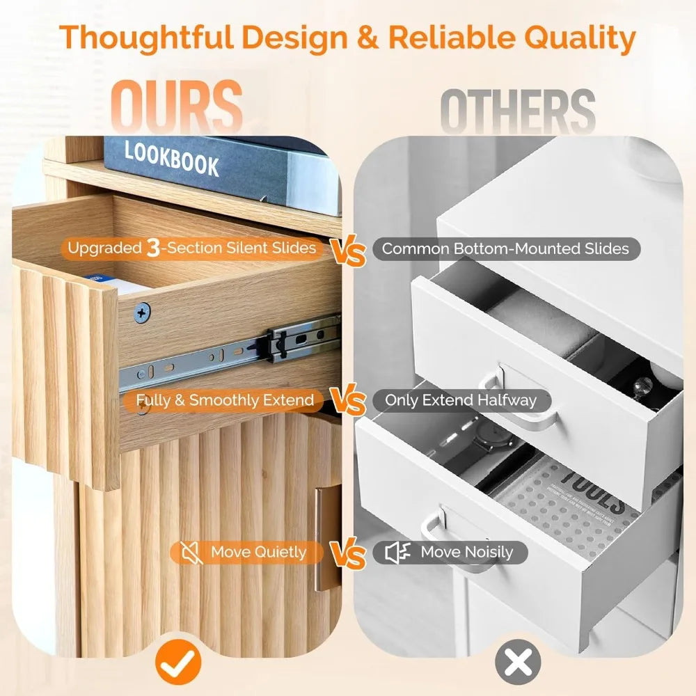 Narrow Fluted Bathroom Floor Skinny Storage Cabinet with 1 Fluted Door&Drawer,68 Tall Narrow12 Inch Deep Slim Bathroom St