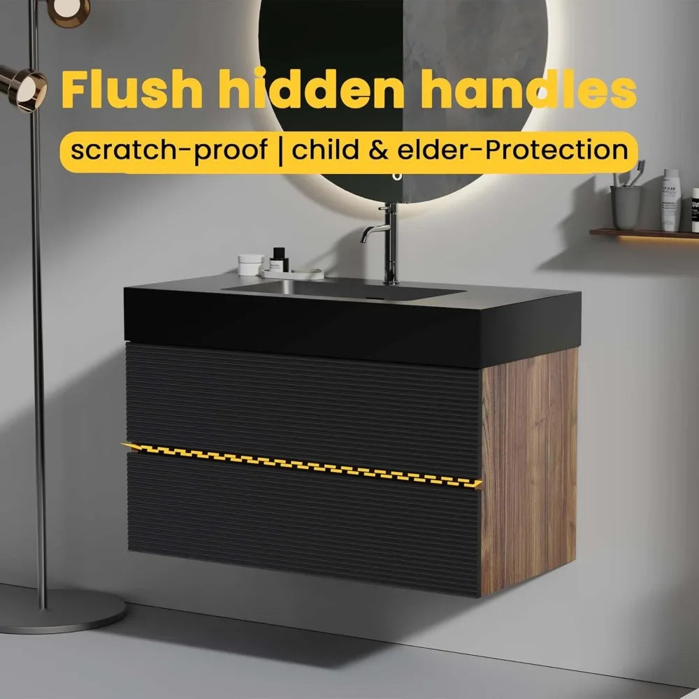 36" Floating Bathroom Vanity with Sink,Modern Wall-Mounted Bathroom Vanity with Ample Storage Sturdy Wood Frame, Luxury Cabinet