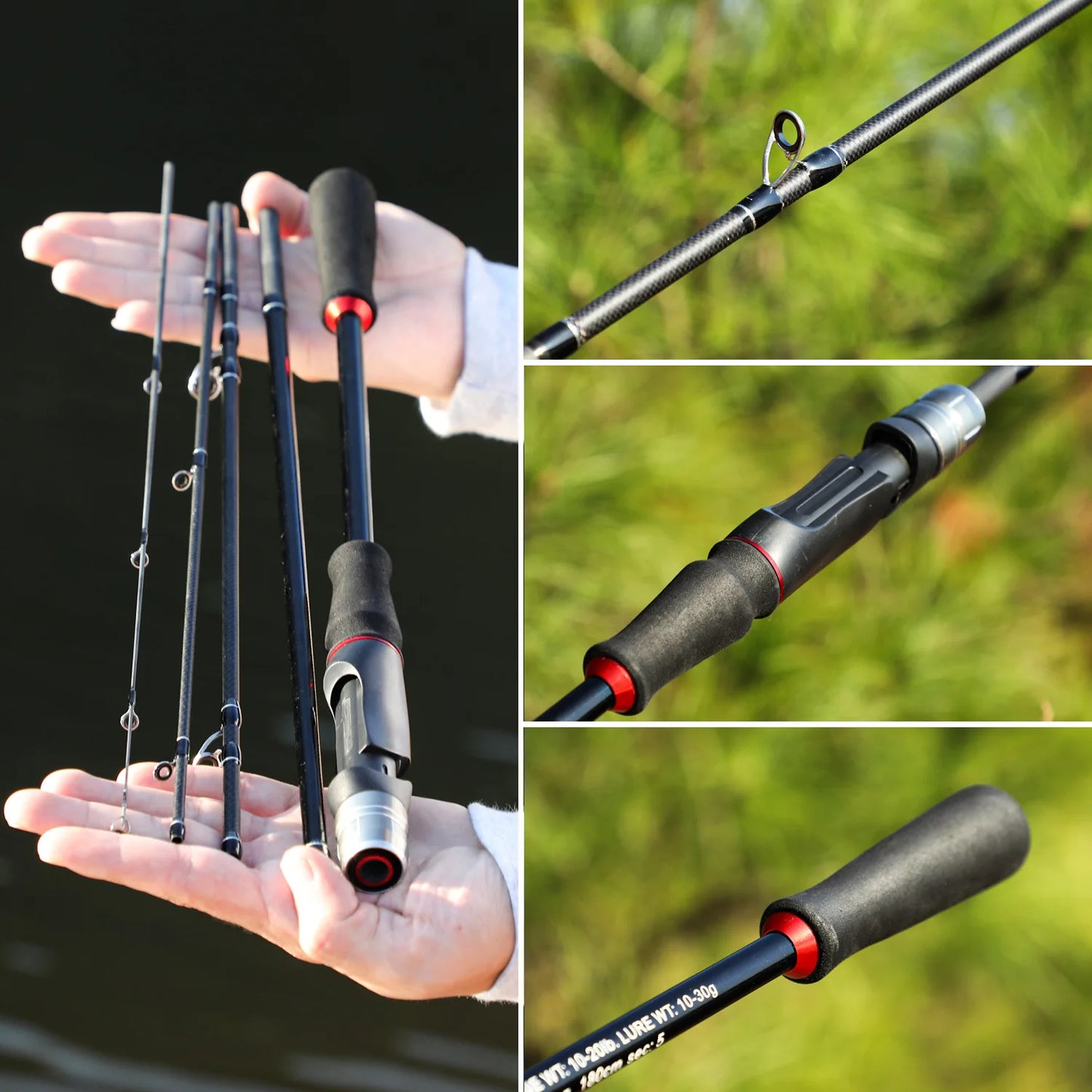 Sougayilang 1.8m 2.1m Lure Fishing Rod Carbon Fiber Spinning Fishing Rod Bait Weight 10-30g Travel Fishing Pole Pesca