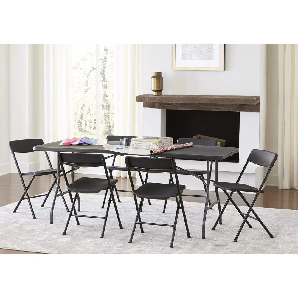 COSCO 6-Foot Black Molded Folding Banquet Table with Handle