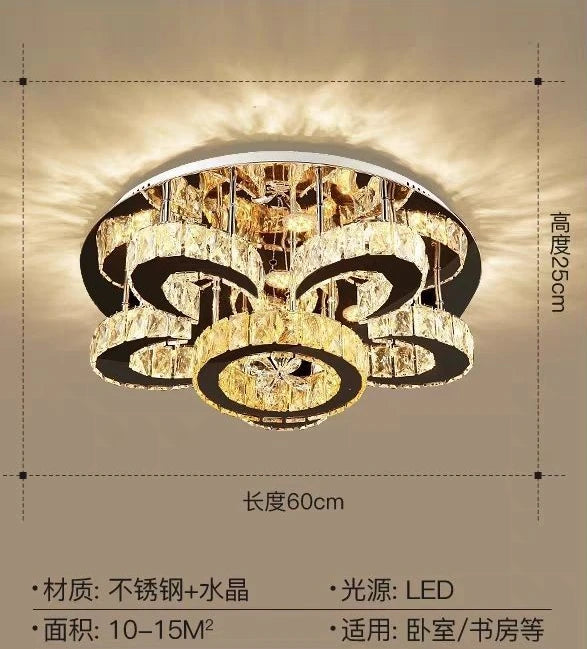Modern Fancy Crystal LED Flush Mount Ceiling Light Fixture Stepless Dimming for Office Living Room Luces Living Room Decoration