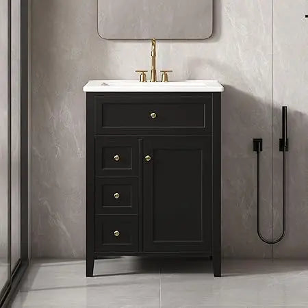 24-Inch Bathroom Vanity with Sink, Storage Cabinet, Multi-Functional Drawer, and Soft-Close Door