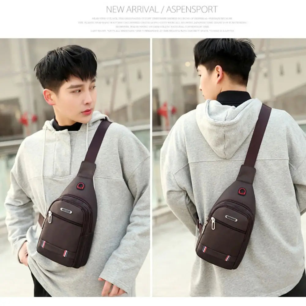 Black Grey Brown Men Messenger Bags New Rectangle Oxford Cloth Men Crossbody Bag USB Charge Shoulder Bag Male 3 Zipper Bag